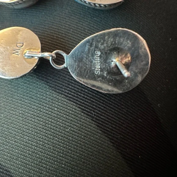 Hand made sterling, silver, and turquoise earrings - Picture 3 of 5